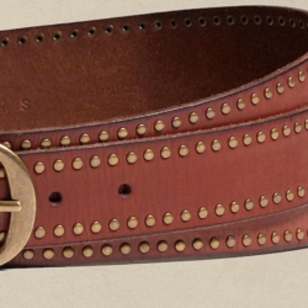 NWT BANANA REPUBLIC VALLE STUDDED LEATHER BELT IN COGNAC - Picture 4 of 6